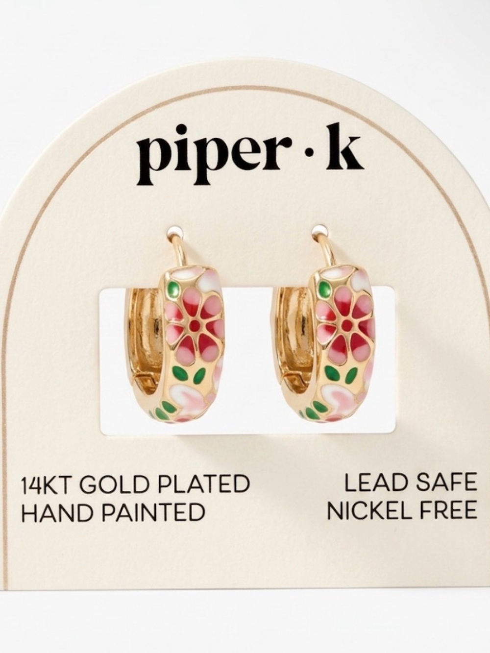 NWT ⚜️🌺⚜️ Piper K 14kt Gold Plated floral mini Hoops